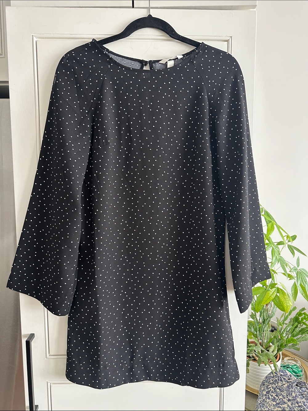 H&M Black Mini Dress with White Polka Dots